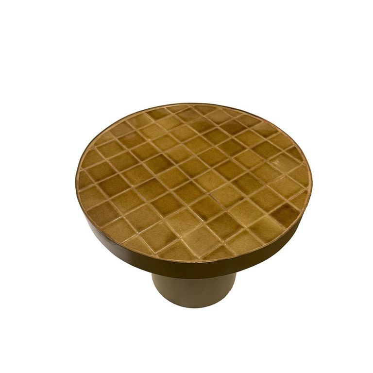 Brix Tylo Side Table - Round - Camel - Ceramic and Metal