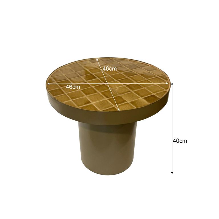 Brix Tylo Side Table - Round - Camel - Ceramic and Metal