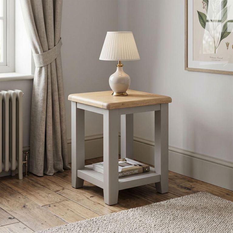 Windermere Painted Lamp Table - Square - Oyster Grey