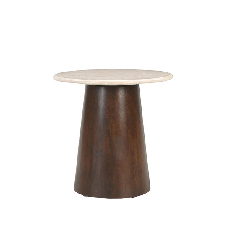 Brix Bottecino Side Table - Round - Chestnut - Ceramic and Mango Wood