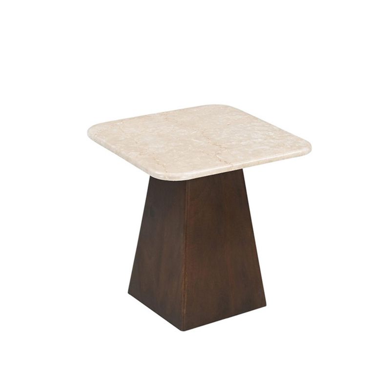 Brix Bottecino Side Table - Square - Chestnut - Ceramic and Mango Wood
