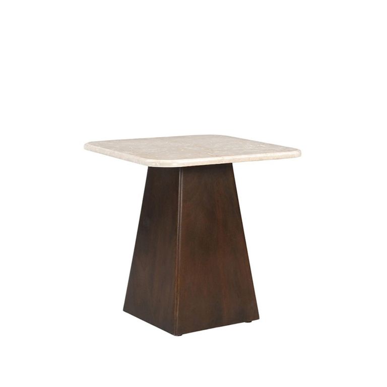 Brix Bottecino Side Table - Square - Chestnut - Ceramic and Mango Wood