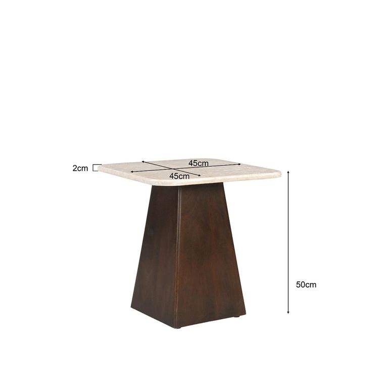 Brix Bottecino Side Table - Square - Chestnut - Ceramic and Mango Wood