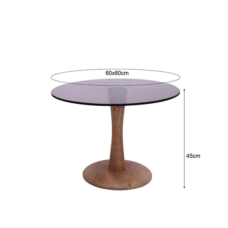 Brix Faye Side Table - Round - Almond - Glass and Mango Wood