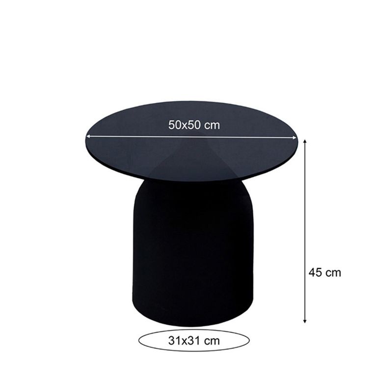 Brix Isa Side Table - Round - Small - Black - Glass and Metal