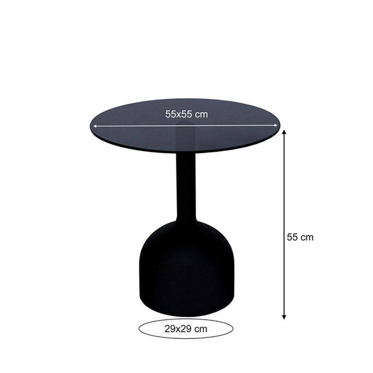 Brix Isa Side Table - Round - Large - Black - Glass and Metal