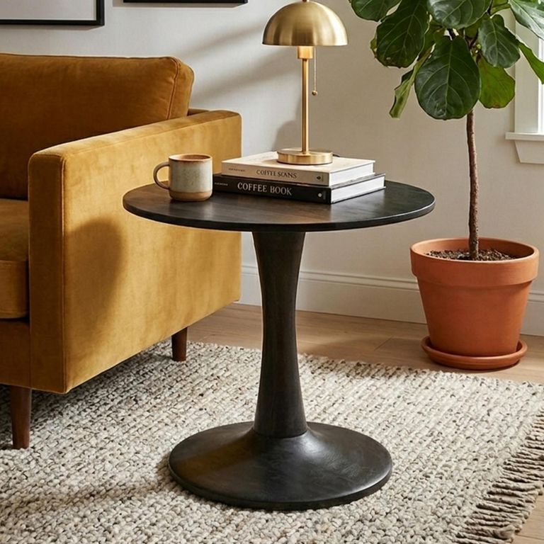 Brix Vivian Side Table - Round - Black - Mango Wood