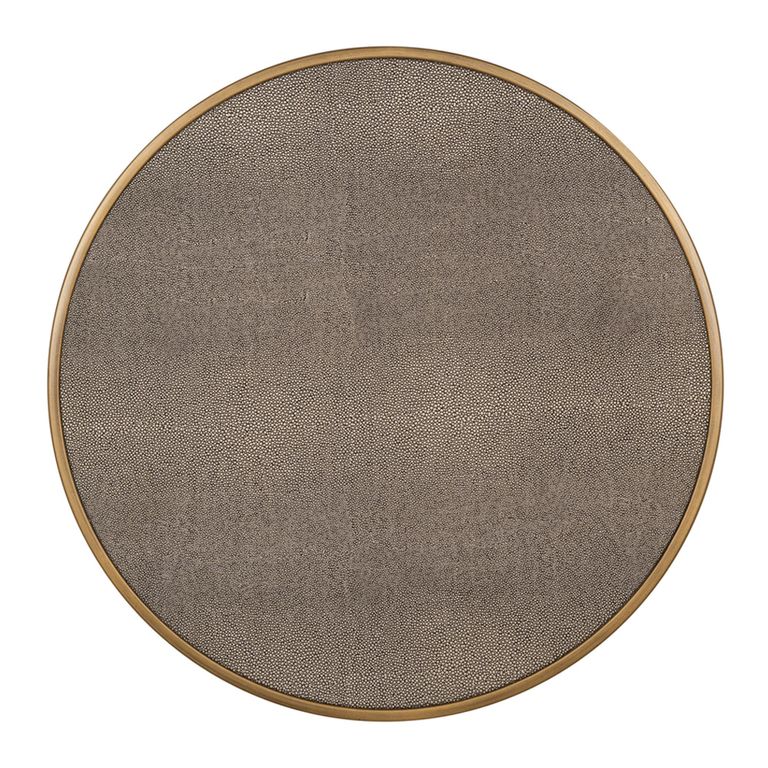 Bloomville End Table - Round - 2 Tier - Shagreen Faux Leather - Glass Top