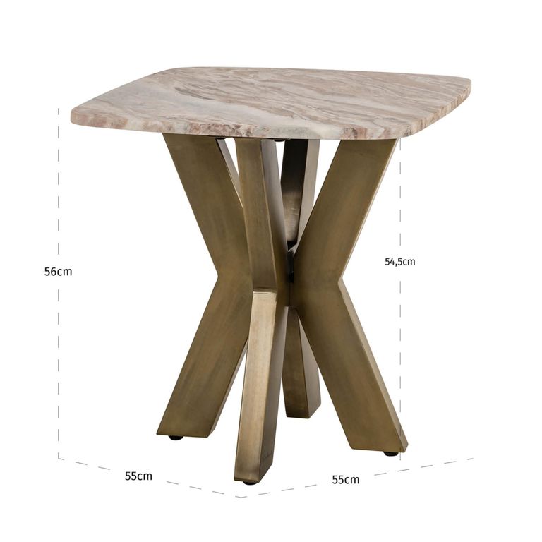 Bottega End Table - Spider Legs - Square - Blush Beige - Marble and Metal