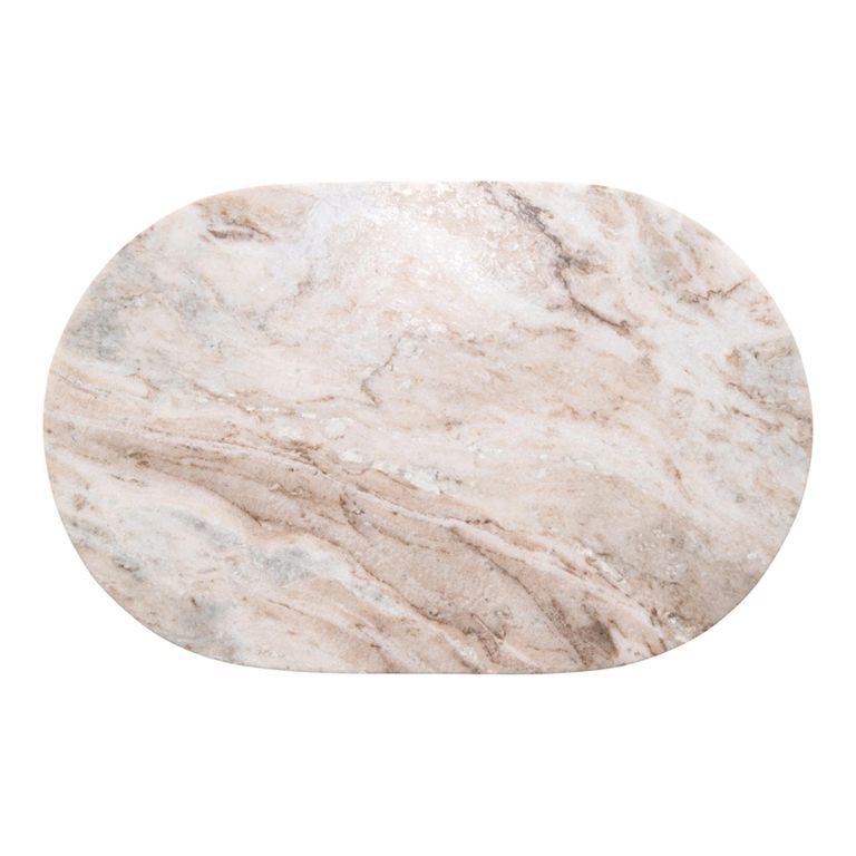 Bottega Side Table - Oval - Blush Beige - Marble and Metal