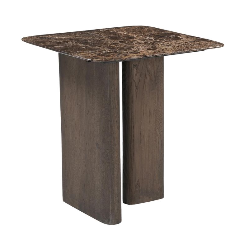 Castello End Table - Square - Smoked Oak - Marble Top