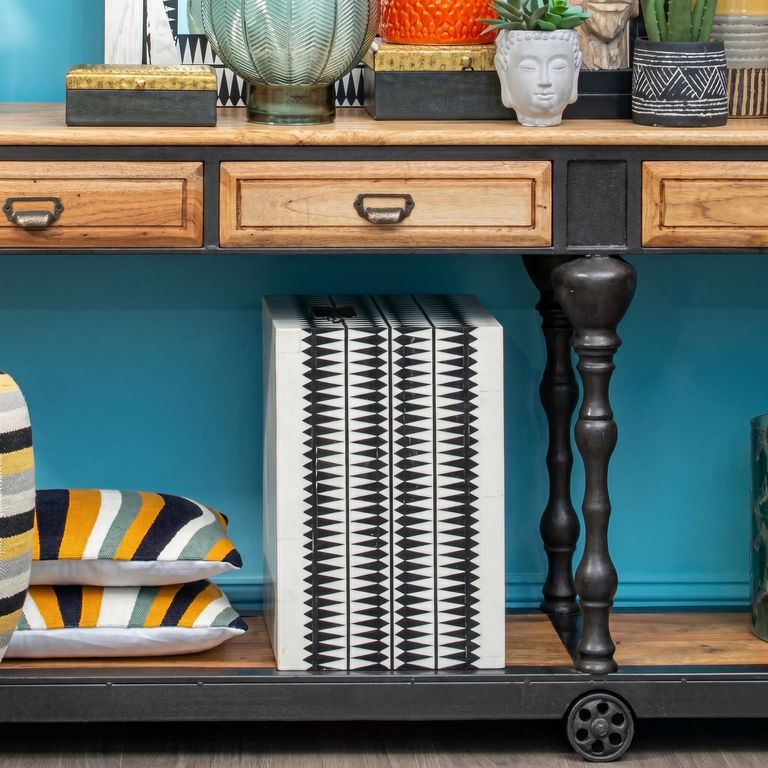 Issey Side Table - Square - White and Black Wood