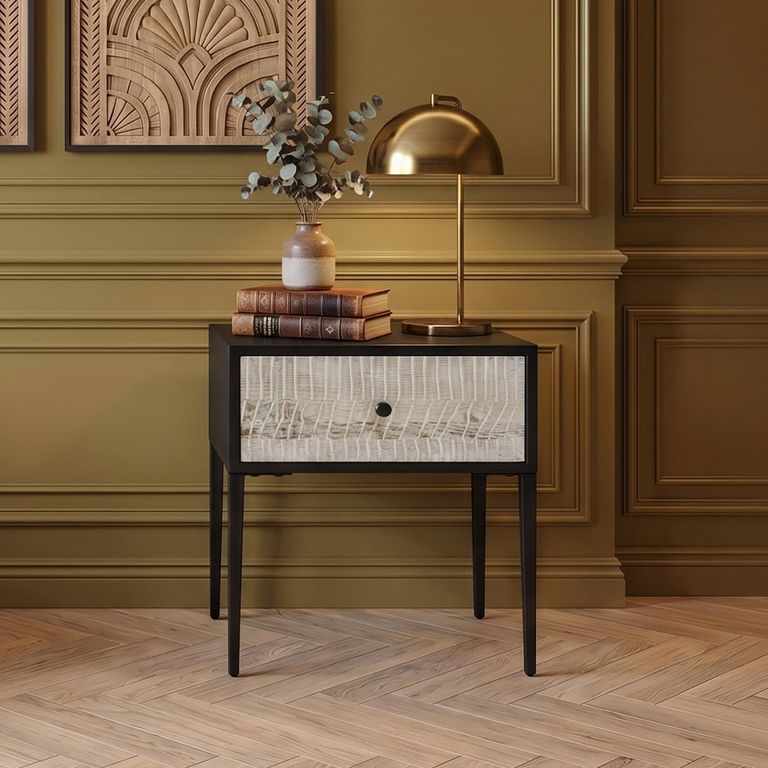 Luxor Side Table - Square - Black and Grey with 1 Drawer