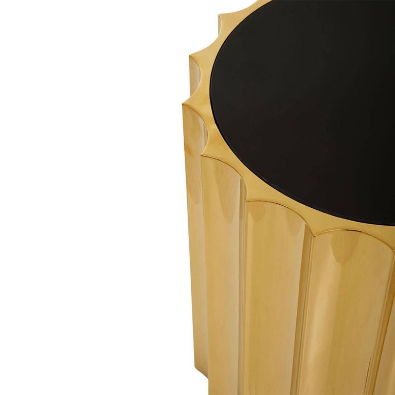 Alvaro Side Table - Round - Black with Titanium Base
