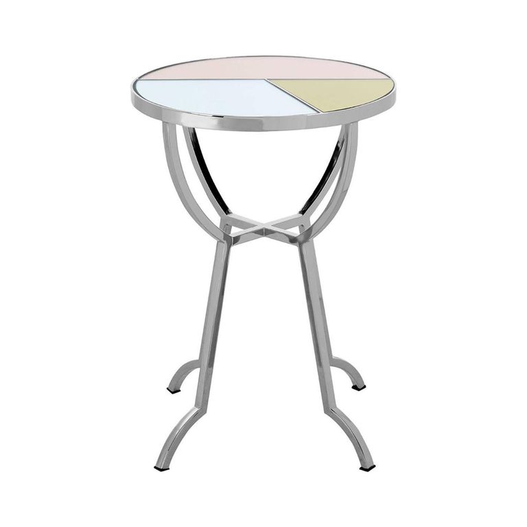 Arbus Side Table - Round - Glass with Chrome Legs