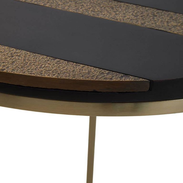 Aris Side Table - Round - Black Acacia Wood with Gold Base
