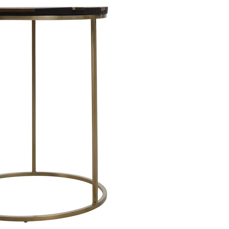 Aris Side Table - Round - Black Acacia Wood with Gold Base