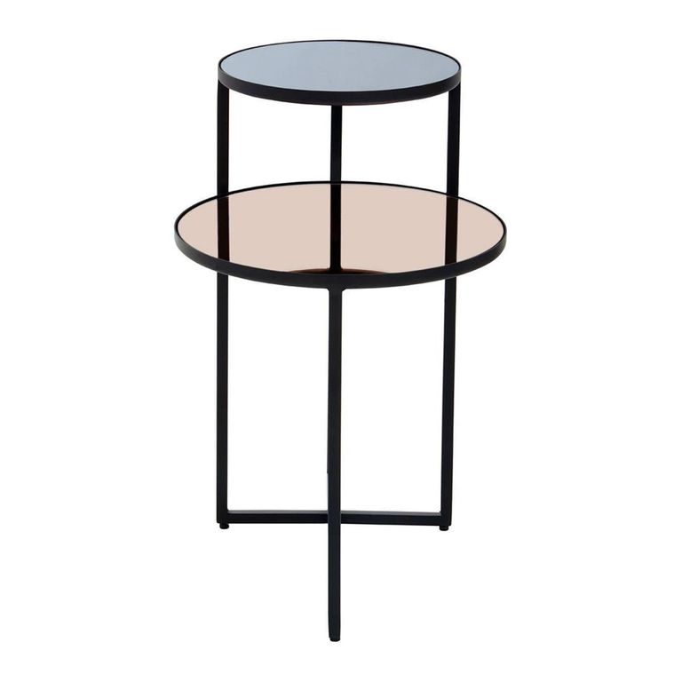 Cercle Side Table - 2 Tier - Round - Smoked Mirror
