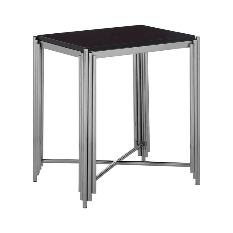 Clarice Side Table - Black Granite with Chrome