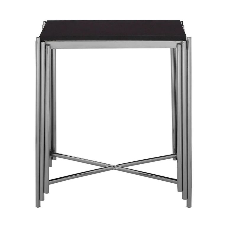 Clarice Side Table - Black Granite with Chrome