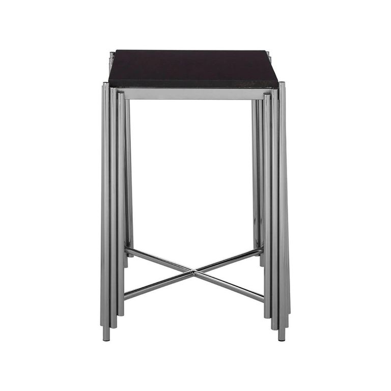 Clarice Side Table - Black Granite with Chrome
