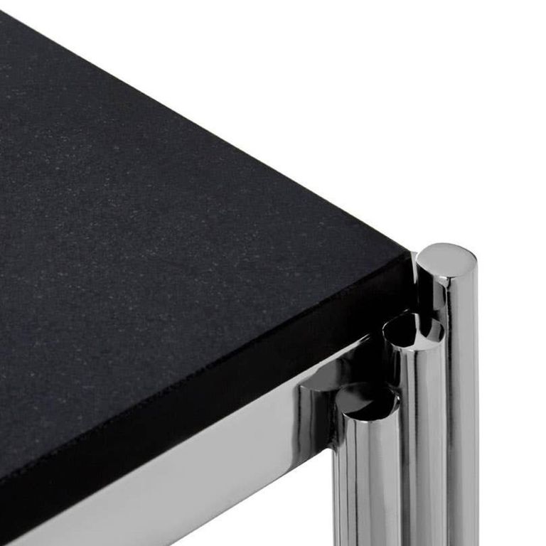 Clarice Side Table - Black Granite with Chrome