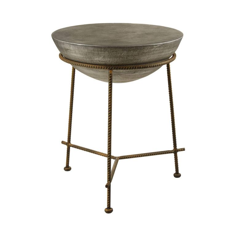 Compo Side Table - Round - Grey Concrete with Gold Metal