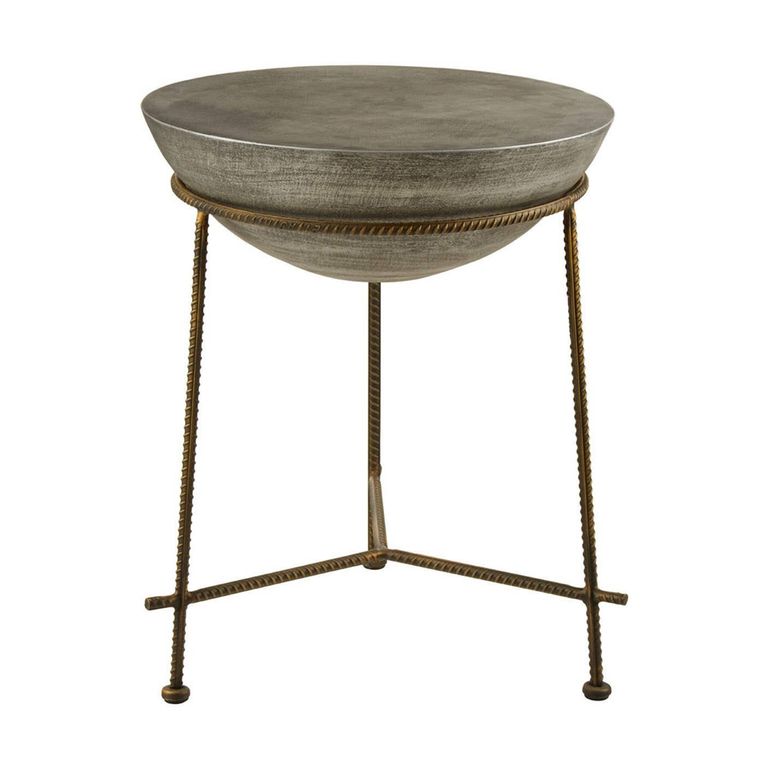 Compo Side Table - Round - Grey Concrete with Gold Metal