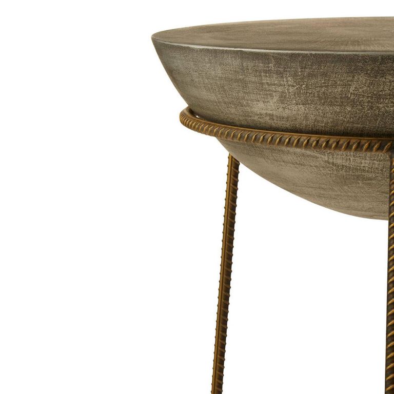 Compo Side Table - Round - Grey Concrete with Gold Metal