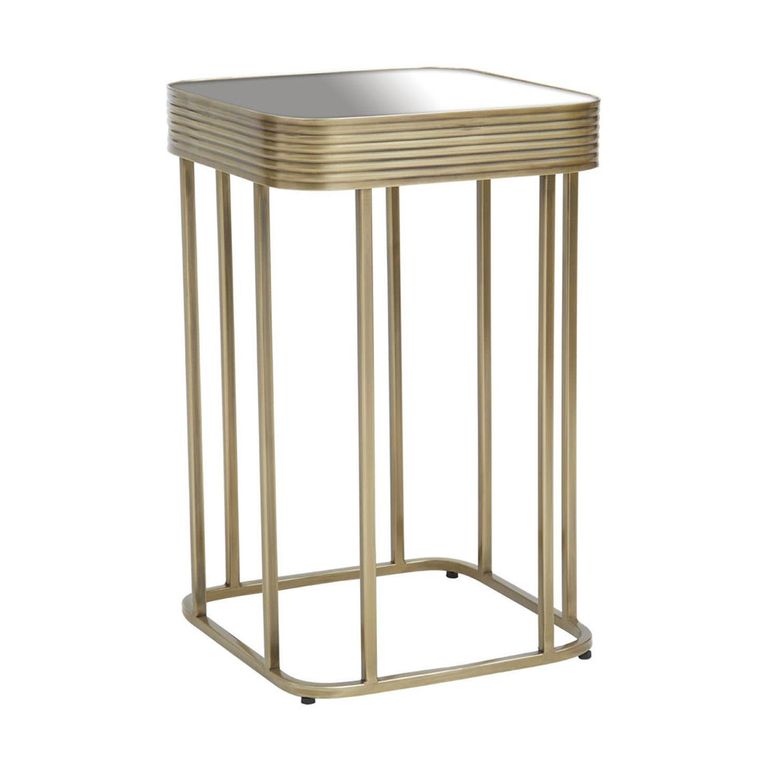 Ella Side Table - Square - Mirrored with Gold Metal