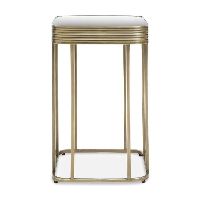 Ella Side Table - Square - Mirrored with Gold Metal