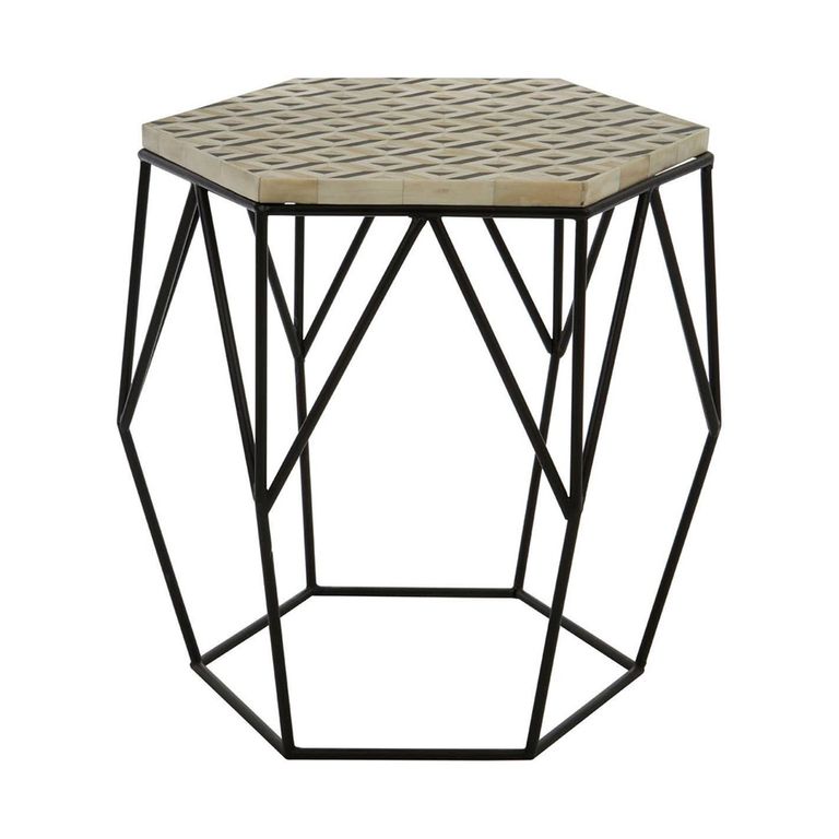 Harlo Side Table - Hexagonal - Ivory and Black