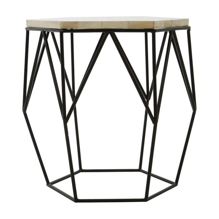 Harlo Side Table - Hexagonal - Ivory and Black