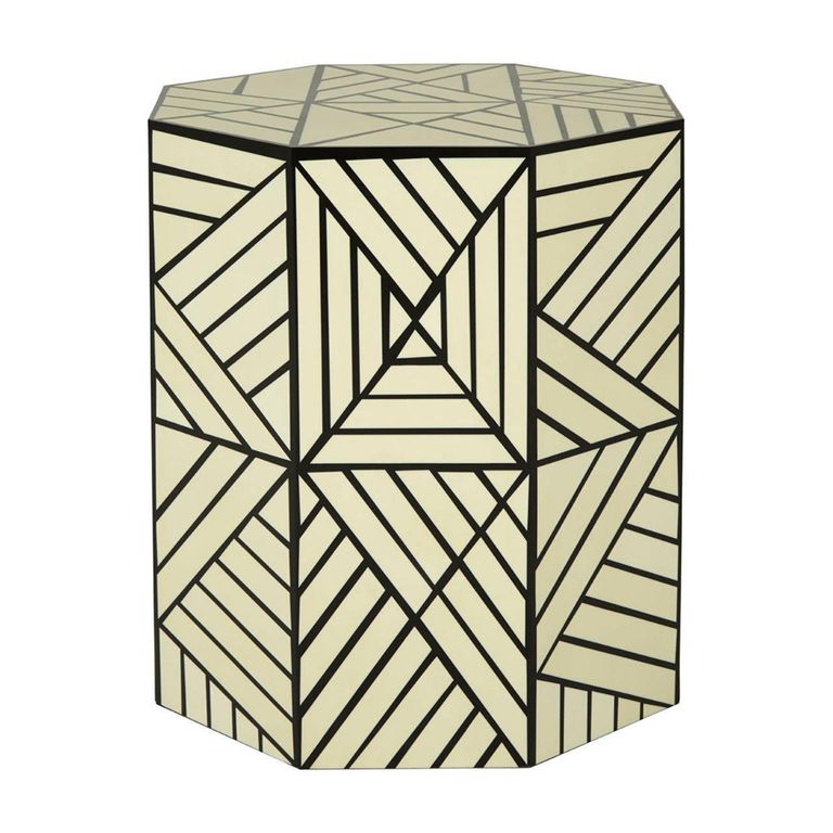 Hassa Side Table - Octagonal - Ivory and Black
