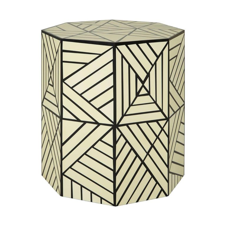 Hassa Side Table - Octagonal - Ivory and Black