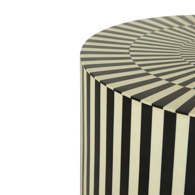 Hassa Side Table - Round - Ivory and Black