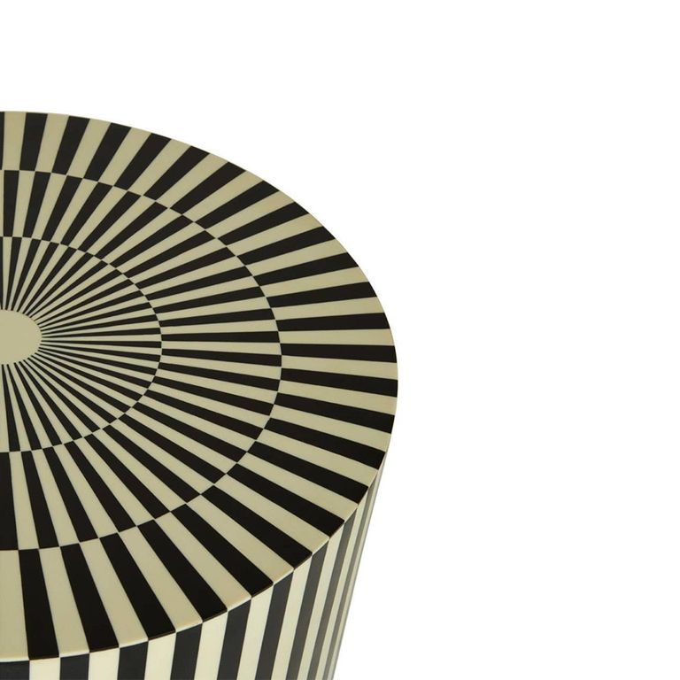 Hassa Side Table - Round - Ivory and Black