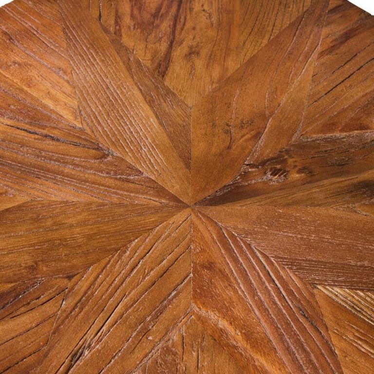 Jodi Side Table - Octagonal - Elm Wood with Gold Metal