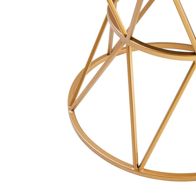 Jodi Side Table - Round - Elm Wood with Gold Metal