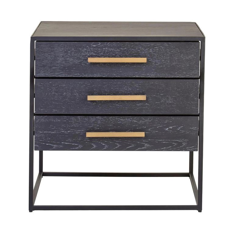 Judd Side Table - 3 Drawer - Black Oak