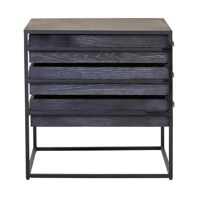 Judd Side Table - 3 Drawer - Black Oak