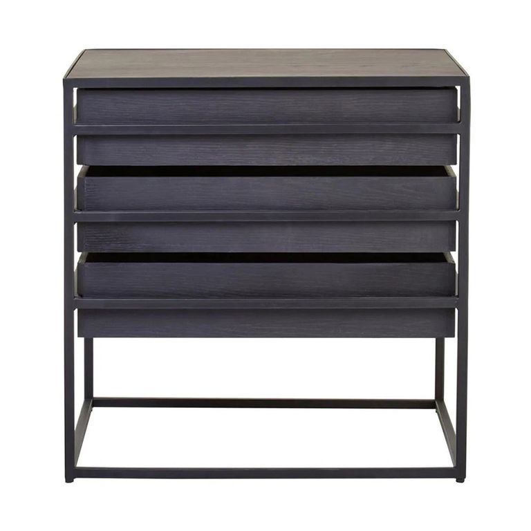 Judd Side Table - 3 Drawer - Black Oak