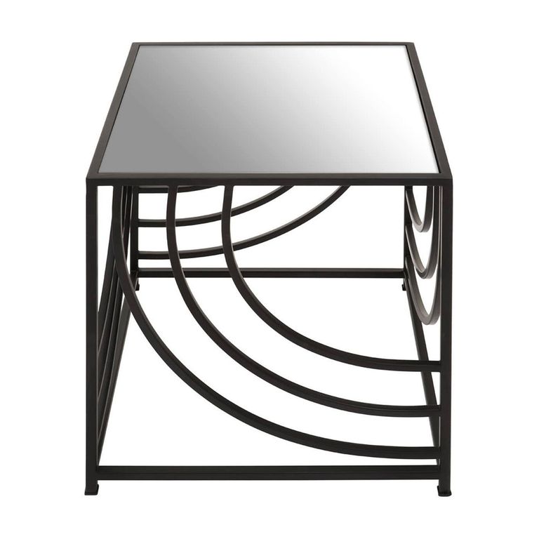 Logan Side Table - Square - Mirrored with Black Metal