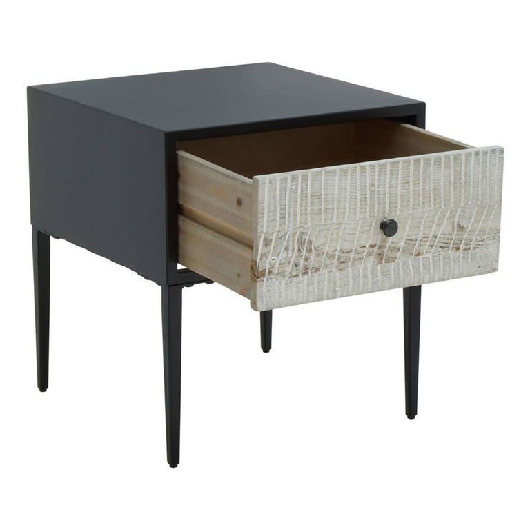 Luxor Side Table - Square - Black and Grey with 1 Drawer