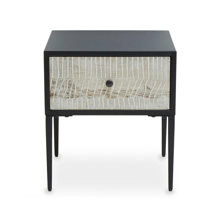Luxor Side Table - Square - Black and Grey with 1 Drawer