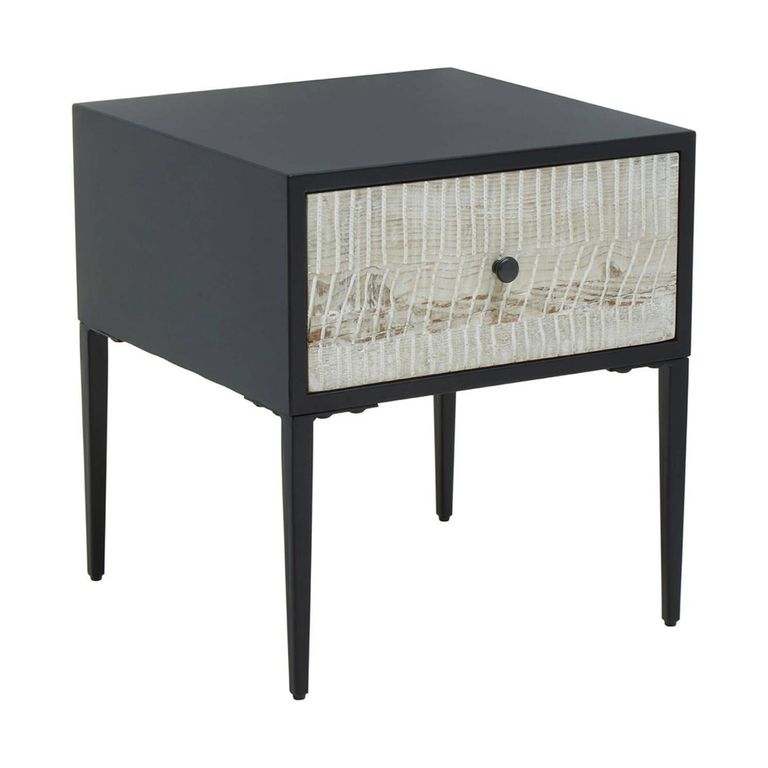 Luxor Side Table - Square - Black and Grey with 1 Drawer