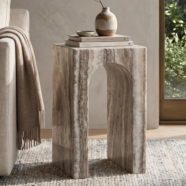 Dulce End Table - Square - Grey - Marble
