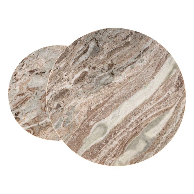 Fairfax End Table - Round - 2 Tier - Clay - Marble and Metal