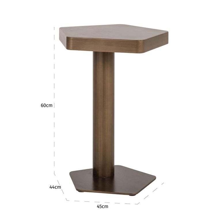 Hexa Side Table - Hexagonal - Brushed Gold