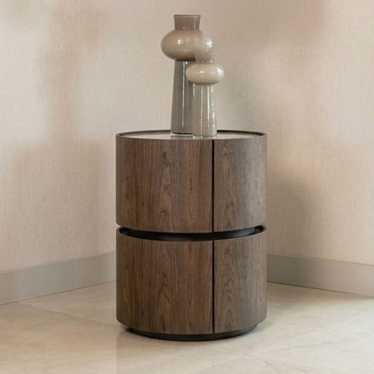 Ellery End Table - 2 Drawer - Brown - Ceramic and Wood